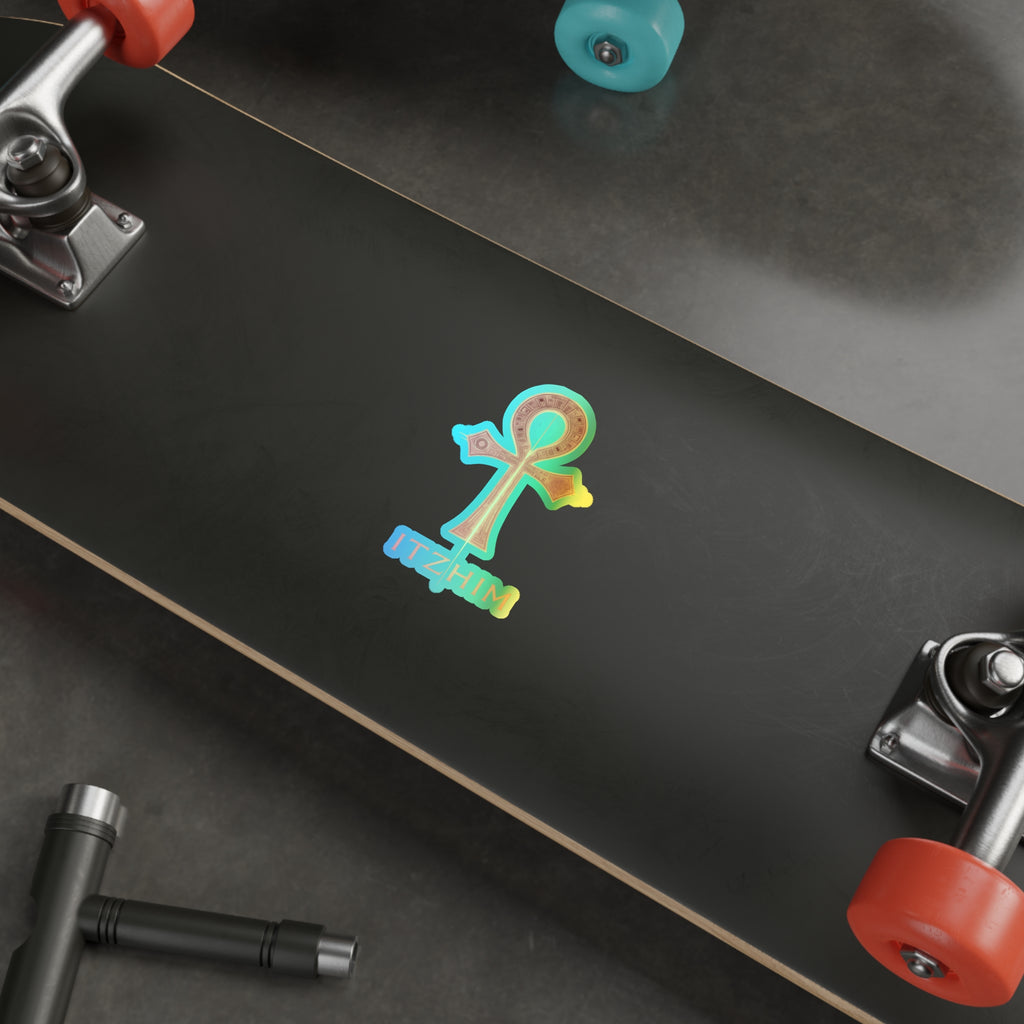 Holographic Ankh Stickers, Ankh Decals for Laptops, Skateboards, Car Decor, Unique Holographic Sticker Gifts