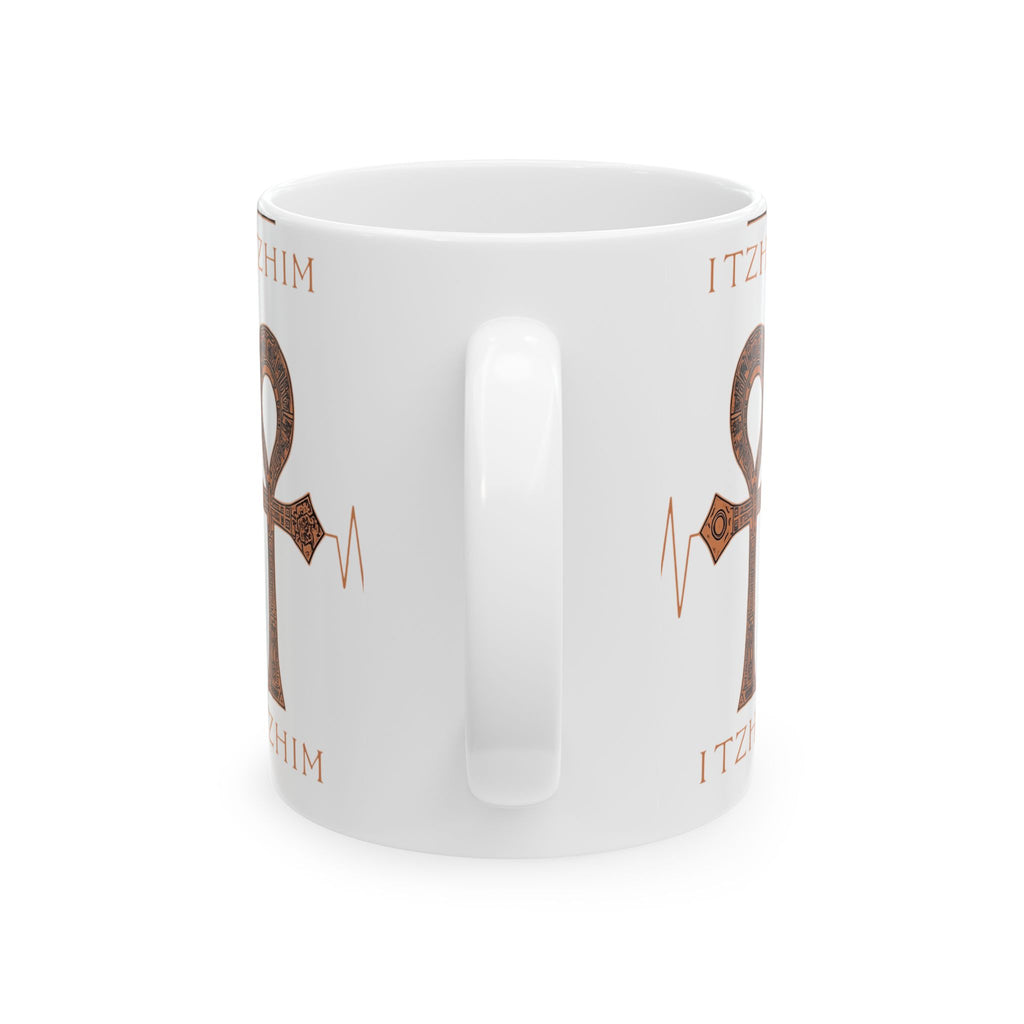 Ankh Design Ceramic Mug, Coffee Mug, Gift for Spiritual Beverages, Unique Mug for Home and Office, 11oz 15oz