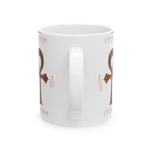 Ankh Design Ceramic Mug, Coffee Mug, Gift for Spiritual Beverages, Unique Mug for Home and Office, 11oz 15oz