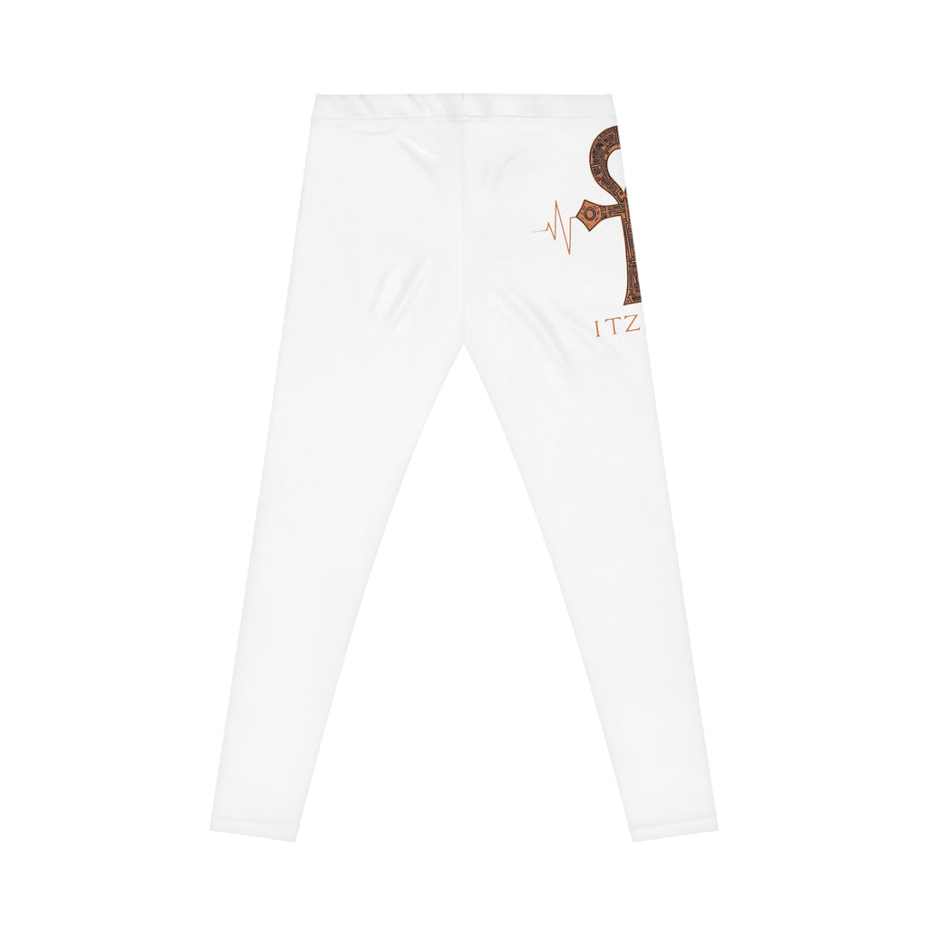 Ankh Heartbeat Leggings — Women's White Casual Fitness Leggings
