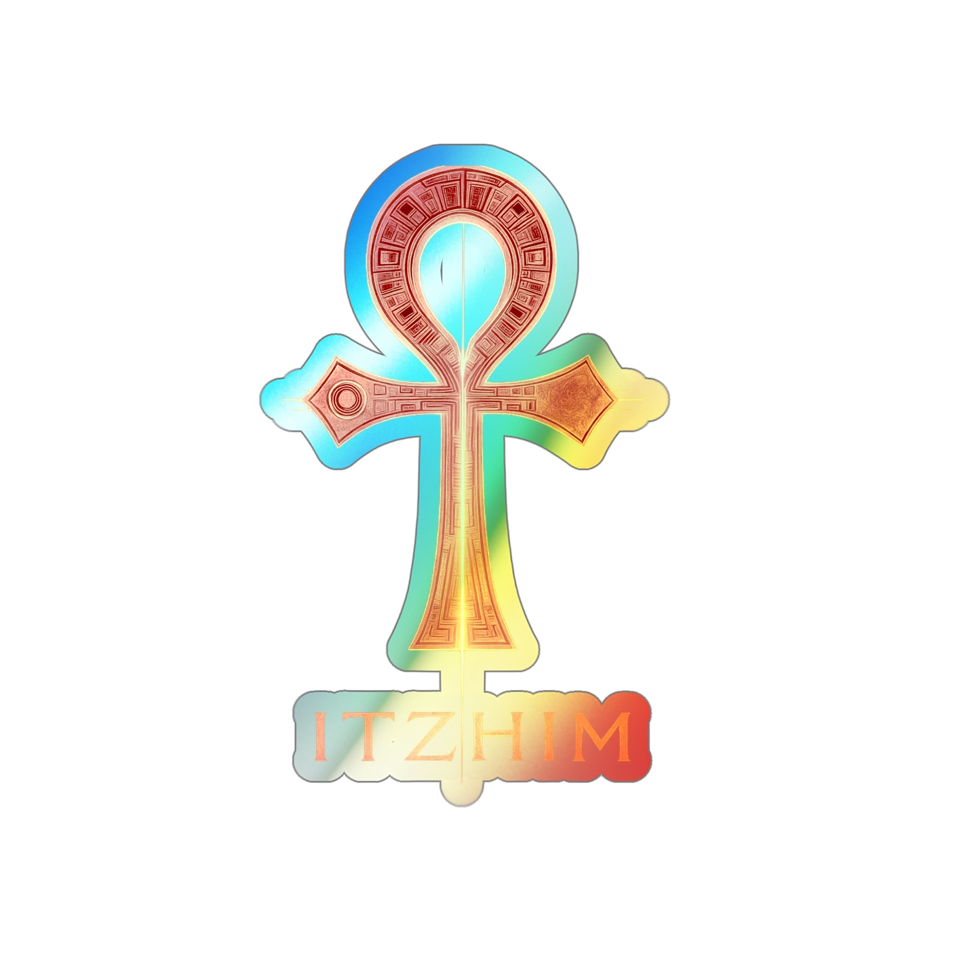 Holographic Ankh Stickers, Ankh Decals for Laptops, Skateboards, Car Decor, Unique Holographic Sticker Gifts