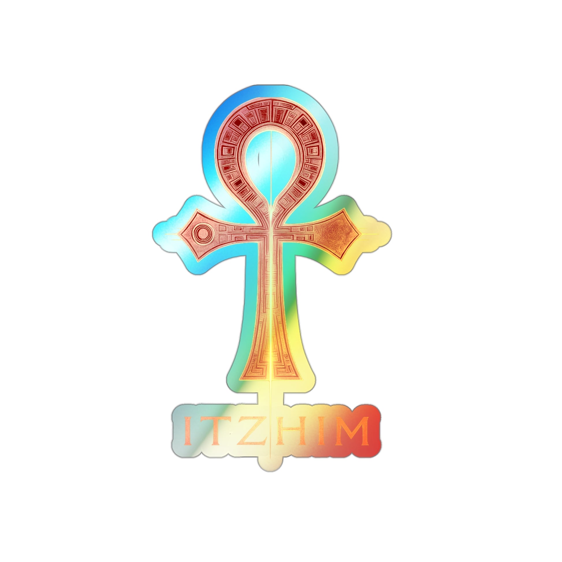 Holographic Ankh Stickers, Ankh Decals for Laptops, Skateboards, Car Decor, Unique Holographic Sticker Gifts