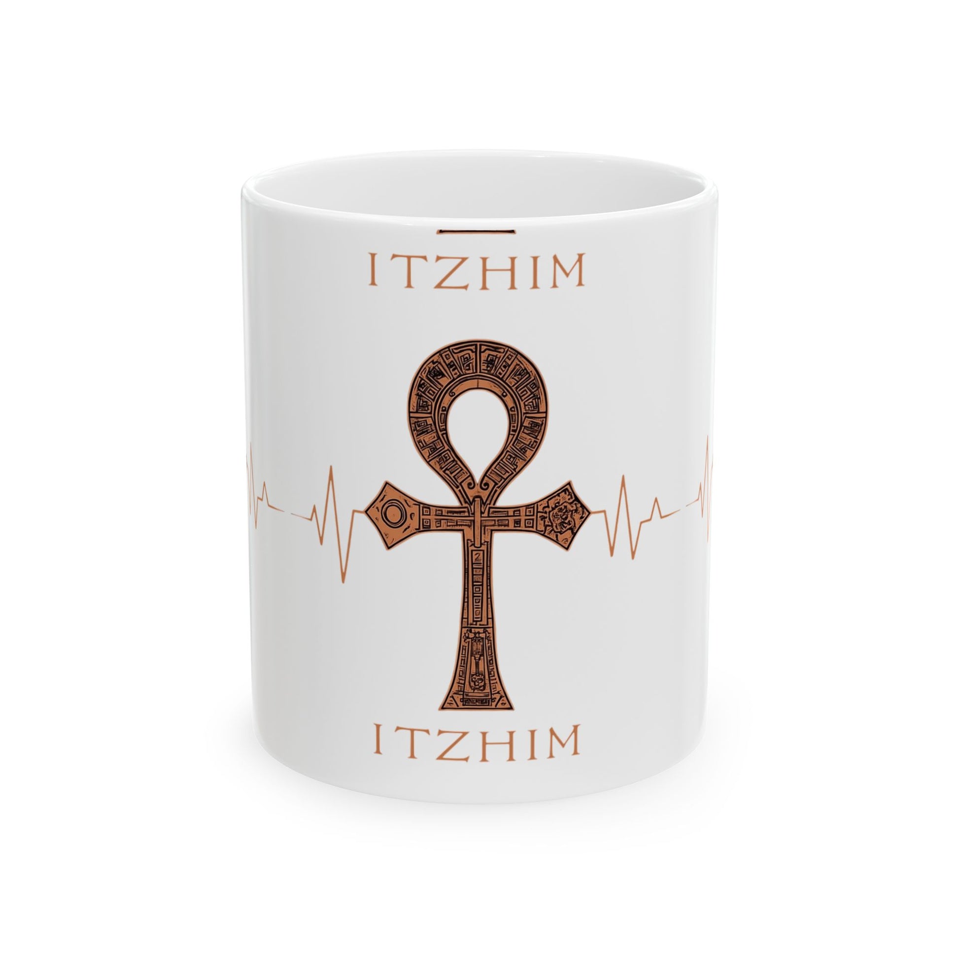Ankh Design Ceramic Mug, Coffee Mug, Gift for Spiritual Beverages, Unique Mug for Home and Office, 11oz 15oz