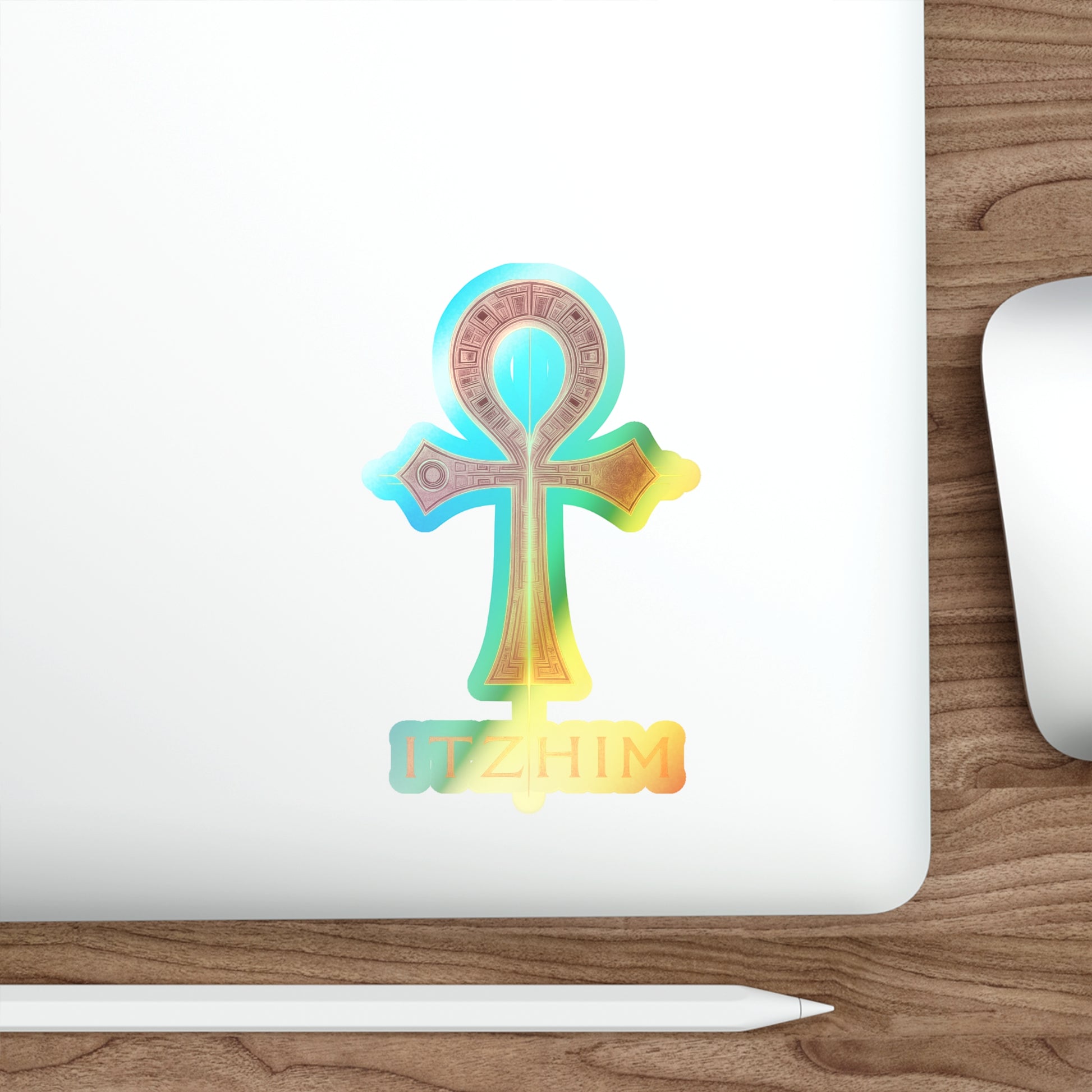 Holographic Ankh Stickers, Ankh Decals for Laptops, Skateboards, Car Decor, Unique Holographic Sticker Gifts