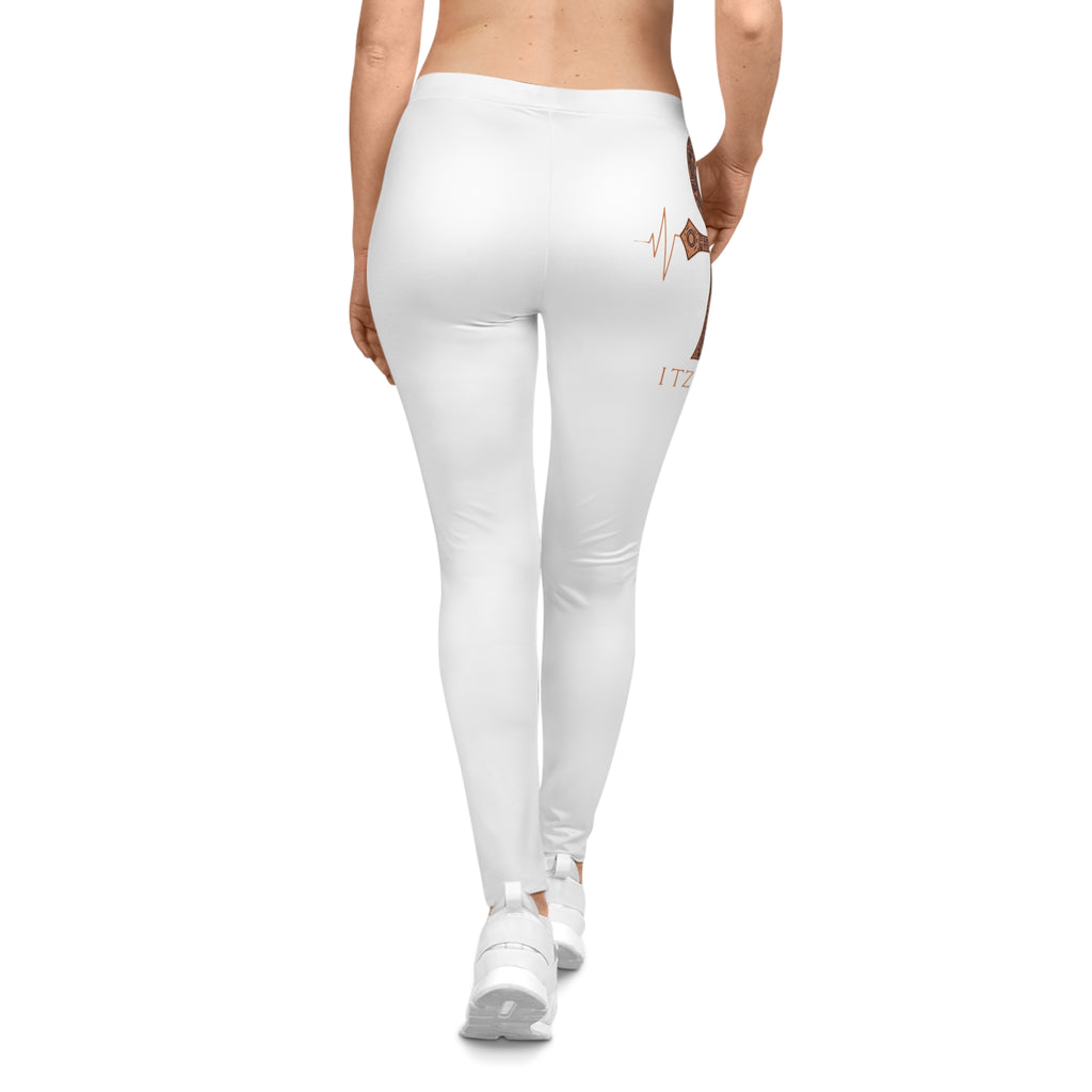 Ankh Heartbeat Leggings — Women's White Casual Fitness Leggings