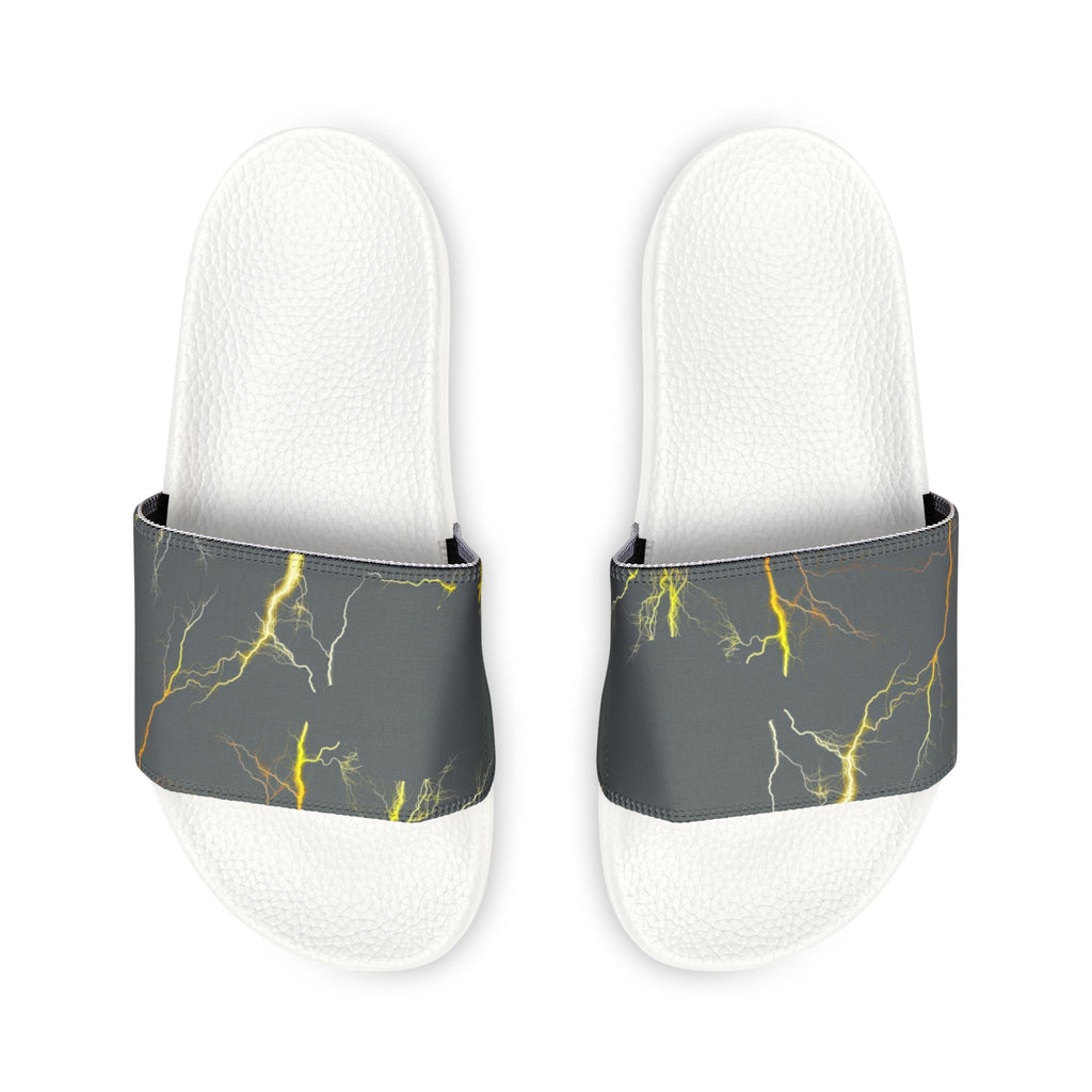 Men's Lightning Print Slide Sandals — Removable Strap Casual Beach & Pool Slides