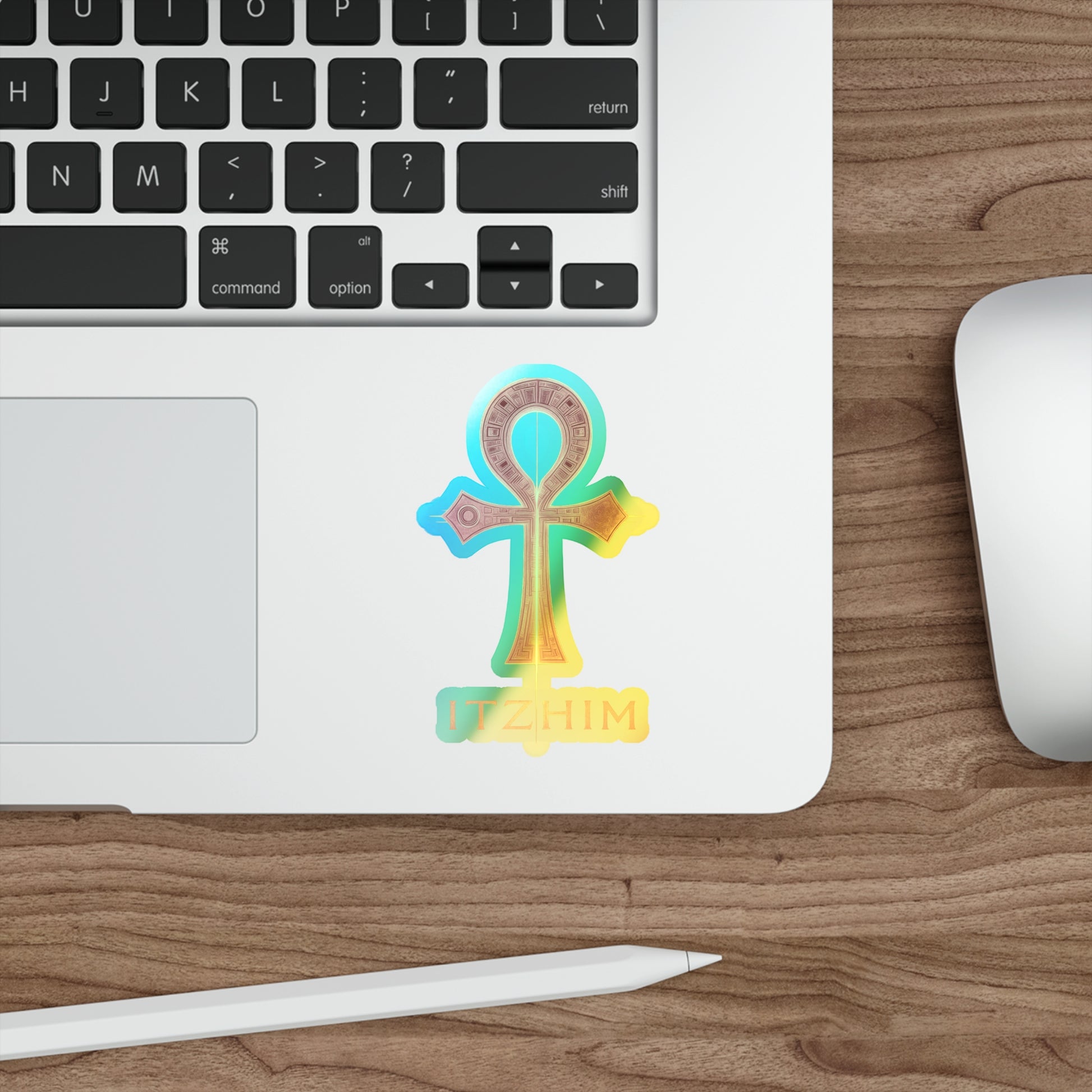 Holographic Ankh Stickers, Ankh Decals for Laptops, Skateboards, Car Decor, Unique Holographic Sticker Gifts