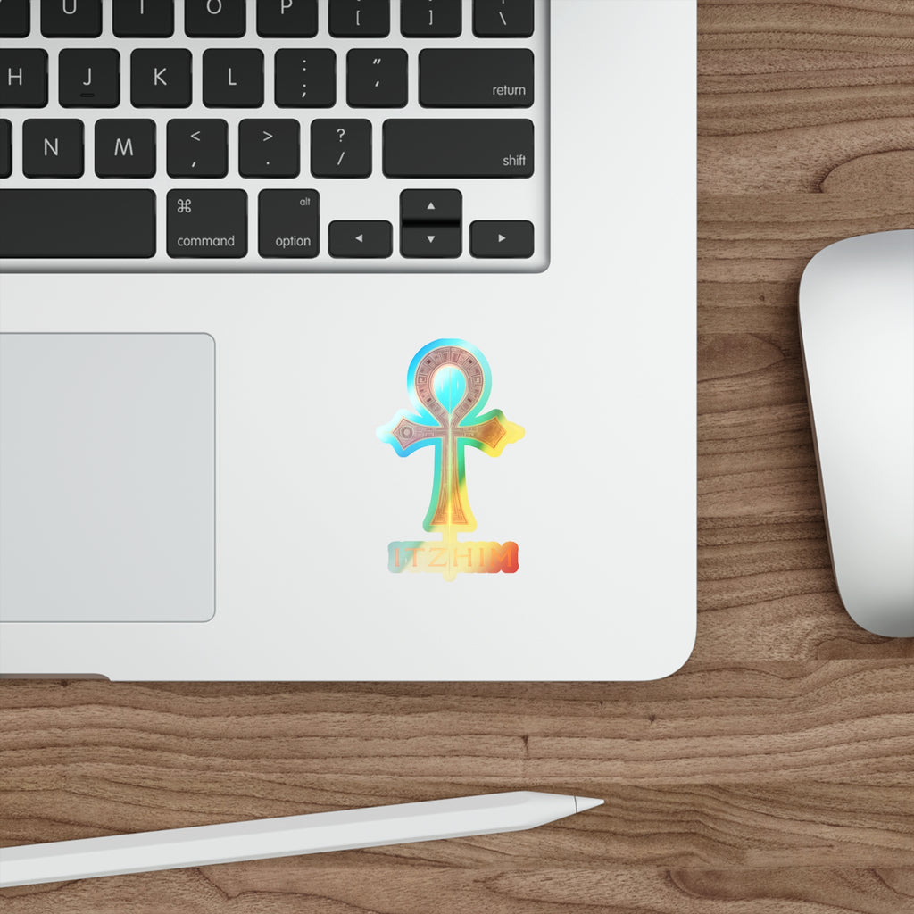 Holographic Ankh Stickers, Ankh Decals for Laptops, Skateboards, Car Decor, Unique Holographic Sticker Gifts